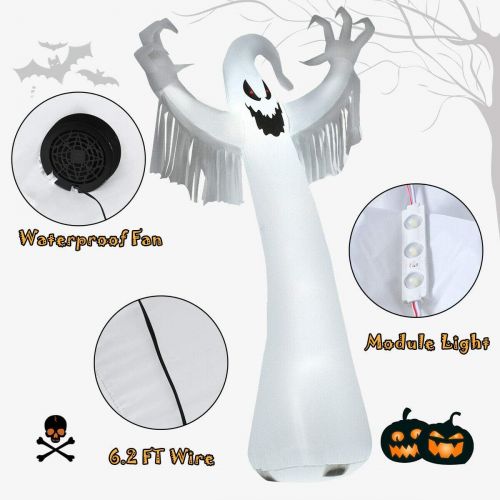  할로윈 용품Great 12FT Halloween Inflatable Blow Up Ghost w/ LED Lights Outdoor Yard Decoration