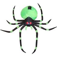 Great 6 Foot Long Halloween Inflatable Green Spider Yard Blowup Decoration Air Blown