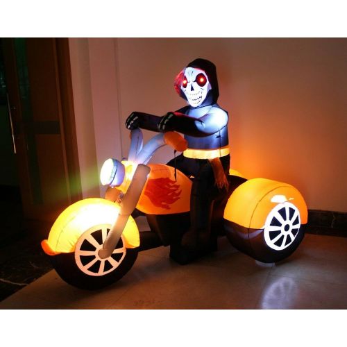  할로윈 용품Great 6 Halloween Inflatable Blowup Yard Decoration Skeleton Grim Reaper Motorcycle