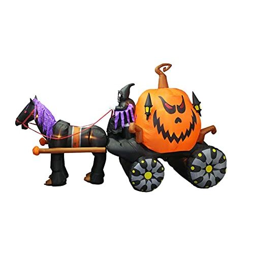  할로윈 용품Great 11 FT Halloween Inflatable Blow up Decoration Grim Reaper Pumpkin Carriage Horse