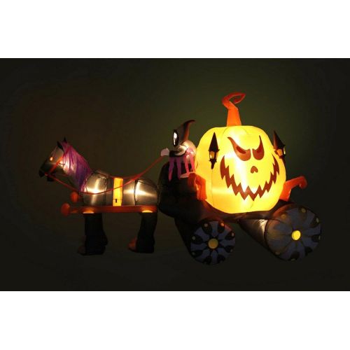  할로윈 용품Great 11 FT Halloween Inflatable Blow up Decoration Grim Reaper Pumpkin Carriage Horse