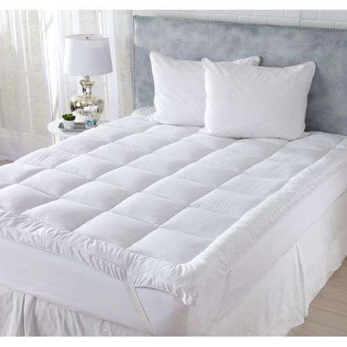  Great Bay Home Ultra-Soft Hotel Quality King Mattress Topper. Hypoallergenic Down Alternative Featherbed- Plush 2 Inch Thick Mattress Pillowtop. Fits Mattresses up to 18 Deep (King