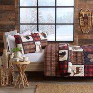 Great Bay Home Lodge Bedspread Twin Size Quilt with 1 Sham. Cabin 2-Piece Reversible All Season Quilt Set. Rustic Quilt Coverlet Bed Set. Stonehurst Collection. (Red/Black)