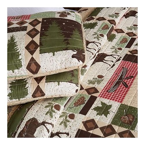  Great Bay Home 3-Piece Reversible Rustic Lodge Bedspread King Size Quilt with 2 Shams. All-Season Quilt Set. Wilder Collection (King)