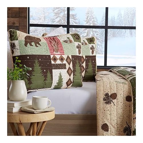  Great Bay Home 3-Piece Reversible Rustic Lodge Bedspread King Size Quilt with 2 Shams. All-Season Quilt Set. Wilder Collection (King)