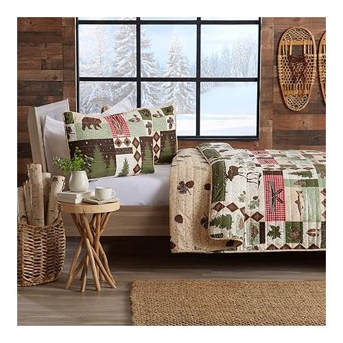  Great Bay Home 3-Piece Reversible Rustic Lodge Bedspread King Size Quilt with 2 Shams. All-Season Quilt Set. Wilder Collection (King)