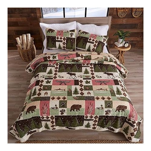  Great Bay Home 3-Piece Reversible Rustic Lodge Bedspread King Size Quilt with 2 Shams. All-Season Quilt Set. Wilder Collection (King)