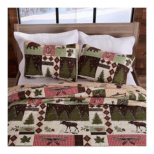  Great Bay Home 3-Piece Reversible Rustic Lodge Bedspread King Size Quilt with 2 Shams. All-Season Quilt Set. Wilder Collection (King)