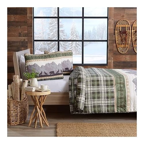  Great Bay Home 3-Piece Reversible Rustic Lodge Bedspread Quilt with 2 Shams. All-Season Quilt Set. (Full/Queen, Salt Creek)