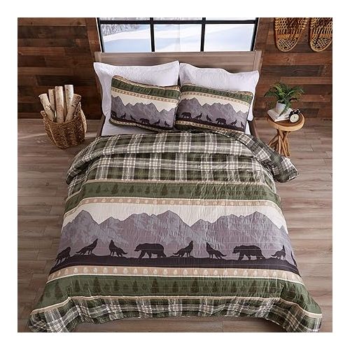  Great Bay Home 3-Piece Reversible Rustic Lodge Bedspread Quilt with 2 Shams. All-Season Quilt Set. (Full/Queen, Salt Creek)