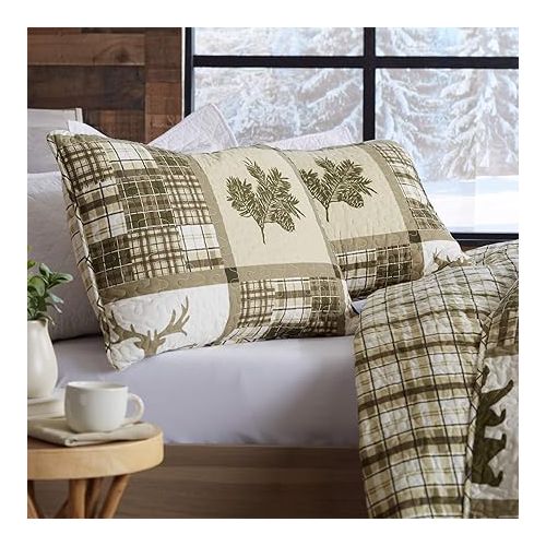  Great Bay Home Lodge Bedspread Twin Size Kid's Quilt Set with 1 Sham. Cabin 2-Piece Reversible All Season Quilt Set. Rustic Quilt Coverlet Bed Set. Stonehurst Collection.