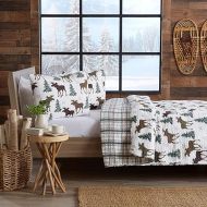 Great Bay Home Lodge Bedspread Twin Size Quilt with 1 Sham. Cabin 2- Piece Reversible All Season Quilt Set. Rustic Quilt Coverlet Bed Set. Wilderness Collection (Moose - Chocolate)