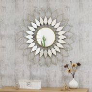 Great Deal Furniture Evan Glam Flower Wall Mirror, Gold