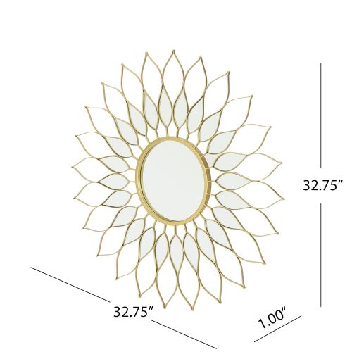  Great Deal Furniture Evan Glam Flower Wall Mirror, Gold