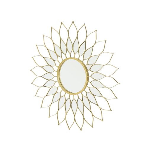  Great Deal Furniture Evan Glam Flower Wall Mirror, Gold