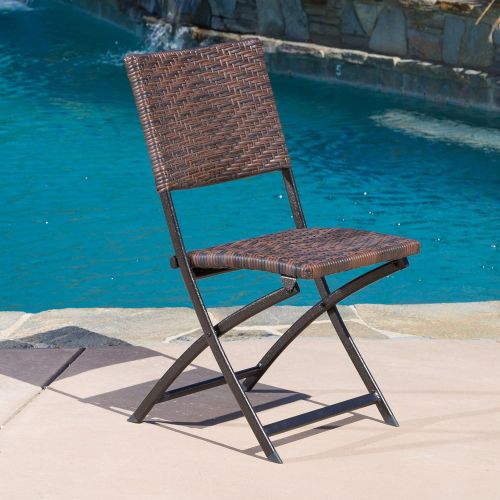  Great Deal Furniture 229663 Cantinela 3pc Outdoor Folding Bistro Set, Brown