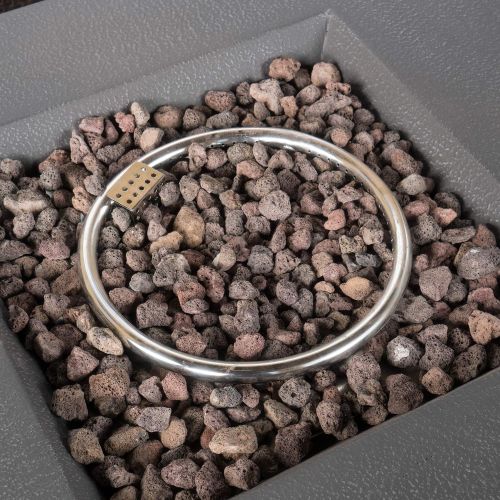  Great Deal Furniture Clark Outdoor 32-inch Square Liquid Propane Fire Pit with Lava Rocks
