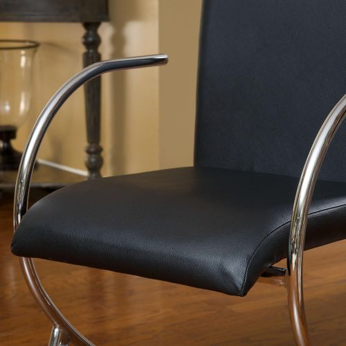  Great Deal Furniture Rockville Modern Black Leather Chairs (set of 2)