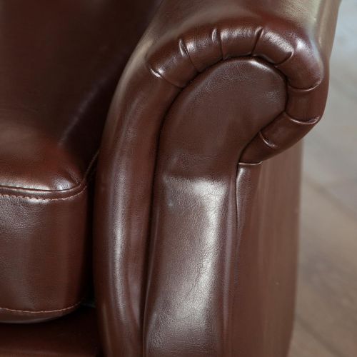  Great Deal Furniture Shafford Brown Tufted Leather Club Chair wRolled Arms and Back