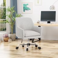 Great Deal Furniture Morgan Mid Century Modern Fabric Home Office Chair with Chrome Base, Beige