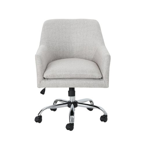  Great Deal Furniture Morgan Mid Century Modern Fabric Home Office Chair with Chrome Base, Beige