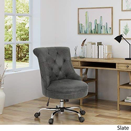  Great Deal Furniture Tyesha Home Office Microfiber Desk Chair, Slate