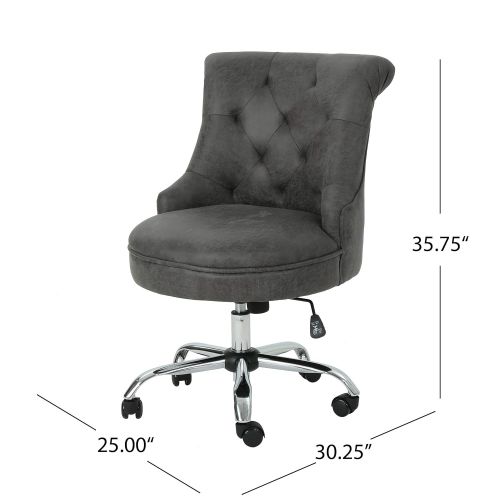  Great Deal Furniture Tyesha Home Office Microfiber Desk Chair, Slate