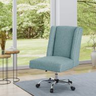 Great Deal Furniture Tucker Traditional Home Office Chair, Blue and Chrome