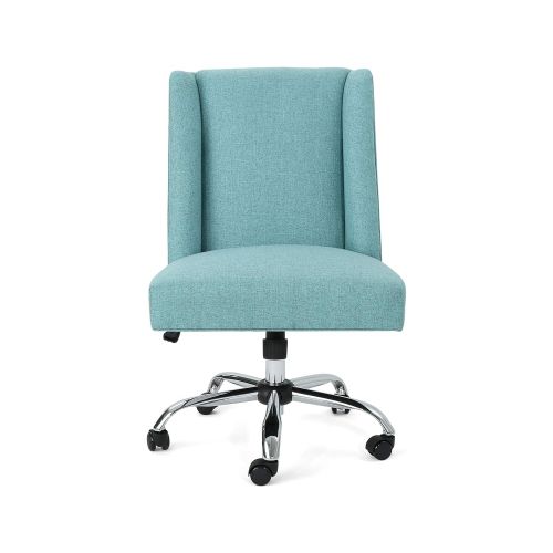  Great Deal Furniture Tucker Traditional Home Office Chair, Blue and Chrome