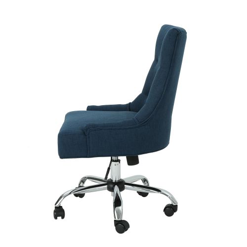  Great Deal Furniture Bagnold Desk Chair for Home Office | Navy Blue | Fabric