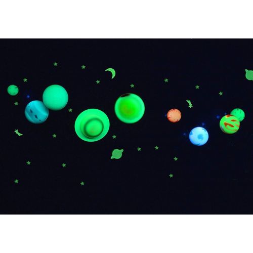  Great Explorations 3-D Solar System Glow In The Dark Ceiling Hanging Kit 3D Planets and Star Stickers Create the Milky Way Teach Science STEM, Multicolor (UG-19862)