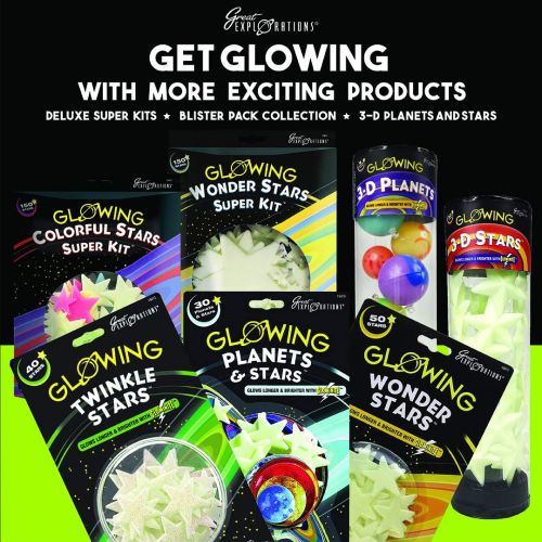  Great Explorations 3-D Solar System Glow In The Dark Ceiling Hanging Kit 3D Planets and Star Stickers Create the Milky Way Teach Science STEM, Multicolor (UG-19862)