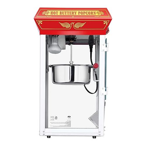 Good Time Popcorn Machine - 3-Gallon Popper with Steel Kettle, Old Maids Drawer, Warming Tray, and Scoop for Home by Great Northern Popcorn (Red)