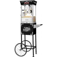 Matinee Popcorn Machine with Cart - 8oz Popper with Stainless-Steel Kettle, Warming Light, and Accessories by Great Northern Popcorn (Black)