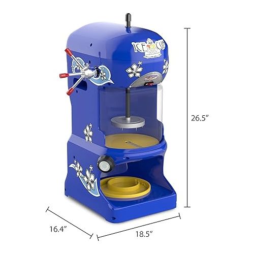  Ice Cub Shaved Ice Machine - Powerful Crushed Ice Maker and Snow Cone Machine for Parties, Concessions, or Events by Great Northern Popcorn (Blue)