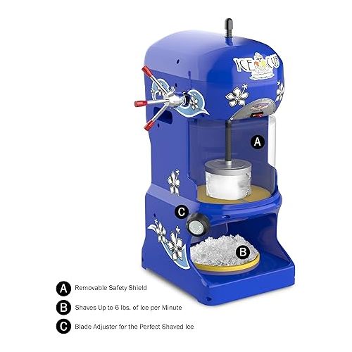  Ice Cub Shaved Ice Machine - Powerful Crushed Ice Maker and Snow Cone Machine for Parties, Concessions, or Events by Great Northern Popcorn (Blue)