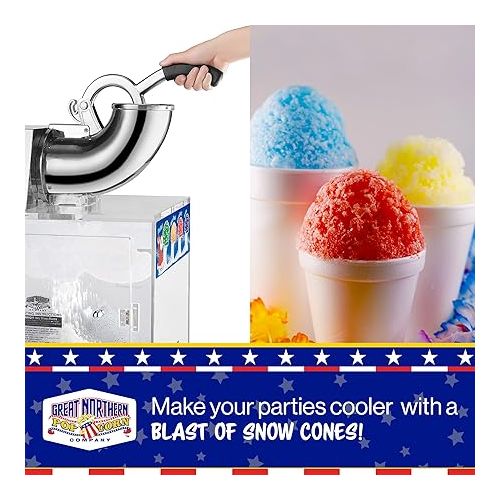  Great Northern Popcorn Polar Blast Snow Cone Machine Acrylic Crushed Maker Grinds Up to 500lbs of Ice Per Hour for Parties, Events