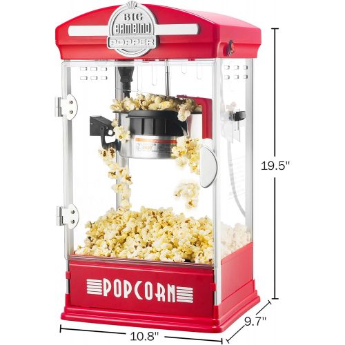  Great Northern Popcorn Company Great Northern Popcorn Big Bambino Popcorn Machine - Old Fashioned Popcorn Maker with 4-Ounce Kettle, Measuring Cups, Scoop and Serving Cups (Red), 10.8 x 9.7 x 19.5