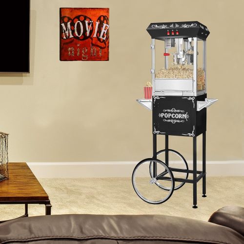  Great Northern Popcorn Company Great Northern Popcorn Black 8 oz. Ounce Foundation Vintage Style Popcorn Machine and Cart