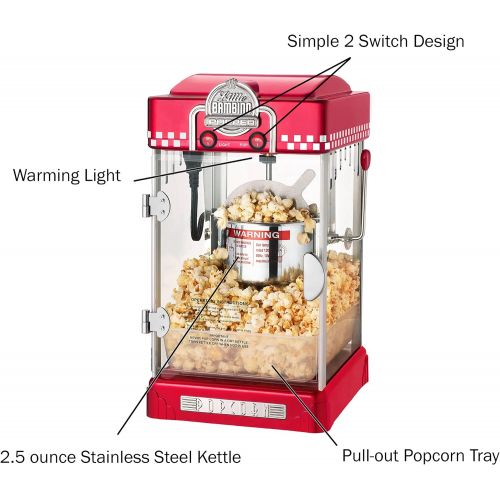  Great Northern Popcorn Company 83-DT5621 Northern Company Red GNP Little Bambino 2-1/2 Ounce Retro Style Popcorn Popper Machine, 2.5 Ounce