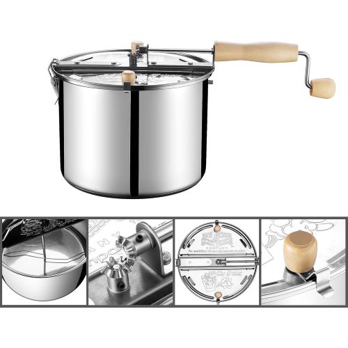  [아마존베스트]Great Northern Popcorn Company Great Northern Popcorn Original Stainless Steel Stove Top 6-1/2-Quart Popcorn Popper