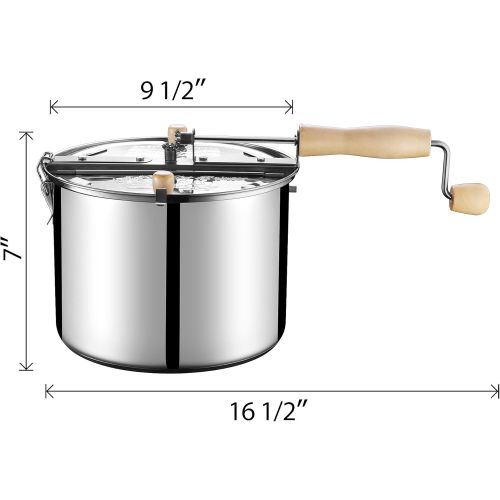  [아마존베스트]Great Northern Popcorn Company Great Northern Popcorn Original Stainless Steel Stove Top 6-1/2-Quart Popcorn Popper