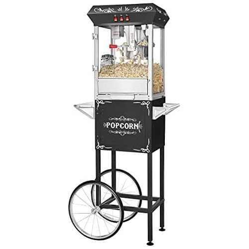  [아마존베스트]Great Northern Popcorn Company Great Northern Popcorn Black 8 oz. Ounce Foundation Vintage Style Popcorn Machine and Cart