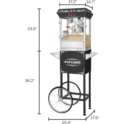  [아마존베스트]Great Northern Popcorn Company Great Northern Popcorn Black 8 oz. Ounce Foundation Vintage Style Popcorn Machine and Cart