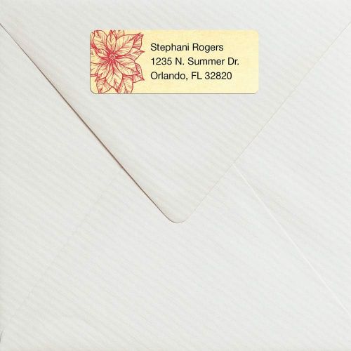  Great Papers! Poinsettia Foil 30-Up Address Labels, 8.5 x 11 Sheet/1 x 2.625 Label, 4 Sheets/120 Labels (2019102)
