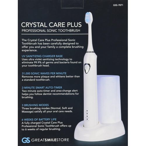  Great Smile Store Crystal Care Plus Professional Sonic Toothbrush with UV, White