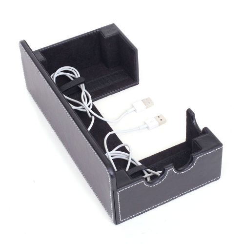  Great Useful Stuff Black Leatherette SMART Multi-Device Charging Station with USB+AC Power Hub