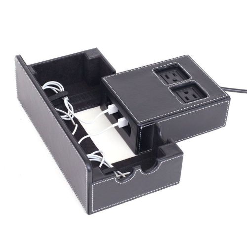  Great Useful Stuff Black Leatherette SMART Multi-Device Charging Station with USB+AC Power Hub