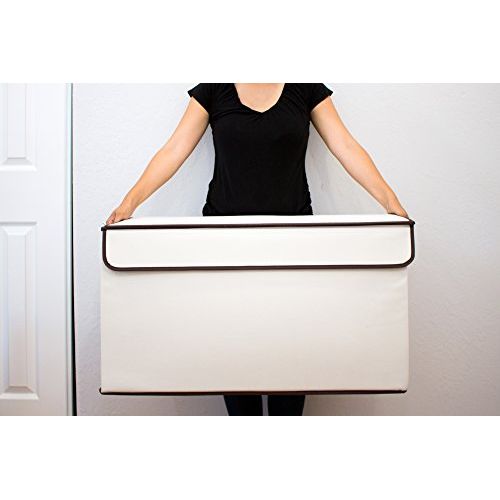  [아마존베스트]Great Useful Stuff | Bigger, Sturdier Toy Chest | Collapsible with Flip-Top Lid, Large, Ivory 600 Denier | Extra Tough