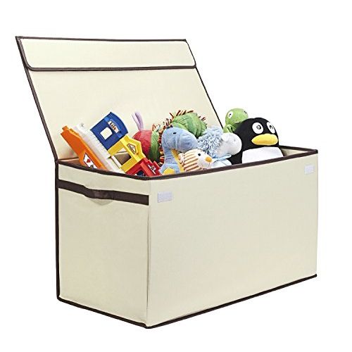  [아마존베스트]Great Useful Stuff | Bigger, Sturdier Toy Chest | Collapsible with Flip-Top Lid, Large, Ivory 600 Denier | Extra Tough